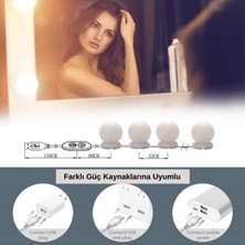 Rivera Nostalji Hollywood Tarzı 10LU Makyaj Masası Aynası Beyaz LED Işıklı Lamba USB