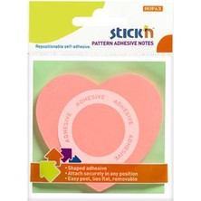  hopax stickn 21545 yapışkanlı not kağıdı kalp şekilli 50 yaprak 70x70 mm açık pembe