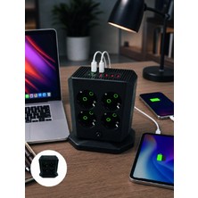 Epilons Çoklu Priz 8 Çıkışlı 4 USB 2 Type-C Anahtarlı Dikey Priz Kulesi
