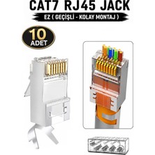 Vwin Cat7 Jack Metal Konnektör (10 Adet) Ftp/sftp 8 Pin Kemerli Ez RJ45 Kolay Geçişli Cat6