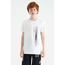 Tommy Life Beyaz Yazı Baskılı O Yaka Standart Kalıp Erkek Çocuk T-Shirt - 11119