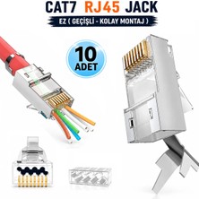 Anktek 10 Adet Cat7 Jack Metal Konnektör 8 Pin Kemerli Ez RJ45 Kolay Geçişli Plug