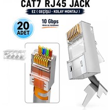 Anktek 20 Adet Cat7 Jack Metal Konnektör 8 Pin Kemerli Ez RJ45 Kolay Geçişli Plug +Cat6