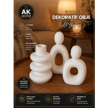 3 Parça El Yapımı Dekoratif Obje ve Biblo Modern Dekor Set