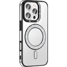 iPhone 16 Pro Max Için Pırlanta Taş Tasarımlı Magsafe Uyumlu Zore Karetta Silikon Kılıf