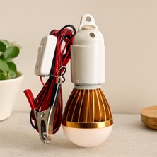 Akıllı Bayi Taşınabilir LED Lamba 5W Beyaz - Metal Gövde, 4m Akü Takviye Kablosu