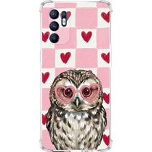 Printify Oppo Reno 6 4g ile Uyumlu Pembe Pötikare Serisi Bilge Yürek Tasarımlı Uv Baskılı Köşe Korumalı Antişok Kılıf