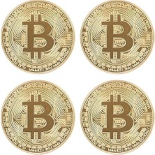 Güncelçarşı 4 Adet Bitcoin Madeni Hatıra Parası Madeni Bitcoin Hediye Sikke Para
