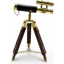 Koreli Pirinç Tripod Teleskop Dekoru Ahşap Ayaklı NI5392B