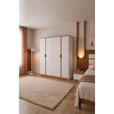 Rudu Asel 4 Kapaklı 120X182X44 cm Giyisi, Eşya Dolap/gardırop Beyaz