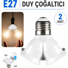 Vwin E27 Duy Çoğaltıcı 2'li Ampul Duy (Tek Duy 2 Lamba) – 2 Adet -