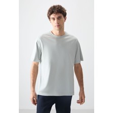 Air Jones Taş %100 Pamuk Kalın Yumuşak Dokulu Oversize Fit Basic Erkek T-Shirt - 88353