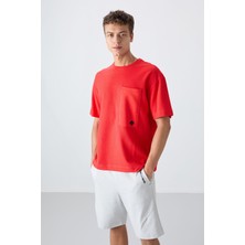 Tommy Life Fiesta Pamuklu Kalın Yüzeyi Dokulu Oversize Fit Basic Erkek T-Shirt - 88341