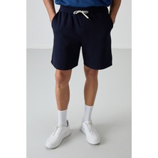 Air Jones Lacivert Pamuklu Kalın Yumuşak Dokulu Comfort Fit Basic Erkek Şort - 81274