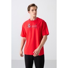 Tommy Life Fiesta Pamuklu Kalın Yumuşak Dokulu Oversize Fit Baskılı Erkek T-Shirt - 88344