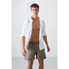 Tommy Life Camel Hızlı Kuruyan Standart Fit Erkek Deniz Şortu - 81237