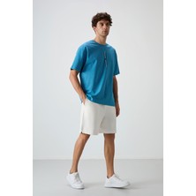 Air Jones Ekru Pamuklu Kalın Yumuşak Dokulu Comfort Fit Basic Erkek Şort - 81274