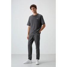 Air Jones Haki Pamuklu Kalın Yumuşak Dokulu Oversize Fit Nakışlı Erkek Eşofman Takım - 85252