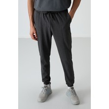 Tommy Life Antrasıt Melanj Pamuklu Yumuşak Dokulu Comfort Fit Nakışlı Erkek Jogger - 82123