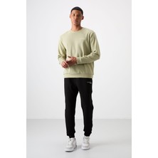 Air Jones Çağla - Siyah Pamuklu Kalın Yumuşak Dokulu Comfort Fit Nakışlı Erkek Eşofman Takım - 85254