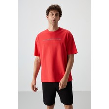 Air Jones Fiesta Pamuklu Kalın Yüzeyi Dokulu Oversize Fit  Baskılı Erkek T-Shirt - 88371
