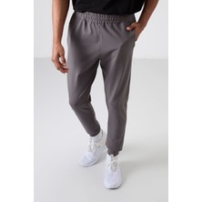 Tommy Life Koyu Gri Pamuk Yumuşak Dokulu Standart Fit Nakışlı Erkek Eşofman Alt - 82133