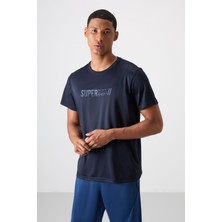 Tommy Life Lacivert Nefes Alan Dokulu İnce Esnek Standart Fit Erkek Performans T-Shirt - 88385