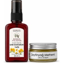 Bahçe Piladar Avantaj Paket 1 – Kantaron Yağı 50 ml Sprey Kapak + Zeytinyağ Merhemi 50 cc Kavanoz