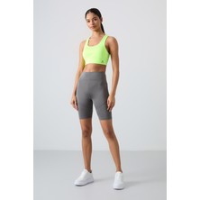 Tommy Life Koyu Gri Esnek Standart Fit Performans Kadın Biker Tayt - 91013