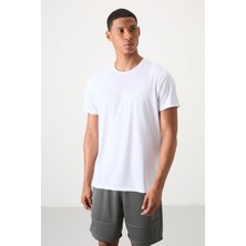 Tommy Life Beyaz Nefes Alan Dokulu İnce Esnek Standart Fit Erkek Performans T-Shirt - 88388
