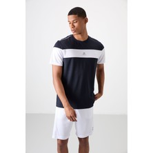Tommy Life Lacivert Nefes Alan Dokulu İnce Esnek Standart Fit Erkek Performans T-Shirt - 88396