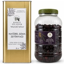 Bahçe Piladar Ekonomik Paket 1 – Olgun Hasat Natürel Sızma Zeytinyağı 5 Lt Teneke  + Yuvarlama Siyah Zeytin 3 kg