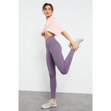 Tommy Life Eflatun Yüksek Bel Toparlayıcı Slim Fit Dar Paça Kadın Tayt - 94011