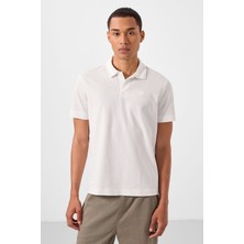 Tommy Life Ekru Standart Kalıp Basic Polo Yaka Erkek T-Shirt - 87748