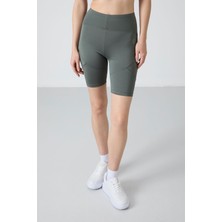 Tommy Life Haki Esnek Standart Fit Performans Kadın Biker Tayt - 91013