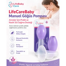 Life Care Mor Manuel Göğüs Pompası Silikon Malzeme ile Taşınabilir ve Kolay Temizlenebilir