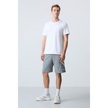 Air Jones Gri Melanj Pamuklu Kalın Yumuşak Dokulu Standart Fit Basic Erkek Şort  - 81281