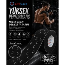 Life Care Delikli Kinesio Bandı 5 cm x 5 M Ağrıbandı Siyah
