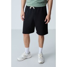 Air Jones Siyah Pamuklu Kalın Yumuşak Dokulu Standart Fit Basic Erkek Şort  - 81275