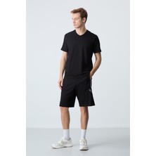 Air Jones Siyah Pamuklu Kalın Yumuşak Dokulu Standart Fit Basic Erkek Şort  - 81281
