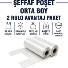 Liva Ambalaj 2 Adet Orta Boy Rulo Poşet Seti M Boy (26X50 Cm) - Pratik Koparmalı Kulplu Poşet