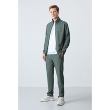 Haki Pamuklu Kalın Yumuşak Dokulu Comfort Fit Basic Erkek Eşofman Takım - 85260