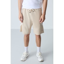Air Jones Bej Pamuklu Kalın Yumuşak Dokulu Standart Fit Basic Erkek Şort  - 81281