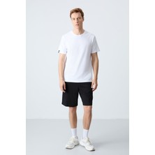 Air Jones Siyah Pamuklu Kalın Yumuşak Dokulu Standart  Fit Basic Erkek Şort  - 81277