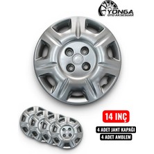 YONGA OTO AKSESUAR Fiat Albea 14 Inç Jant Kapağı 4'lü Set Piano Black + 4 Amblem