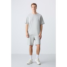 Air Jones Taş Pamuklu Kalın Yumuşak Dokulu Oversize Fit Basic Erkek Şort Takım - 85257