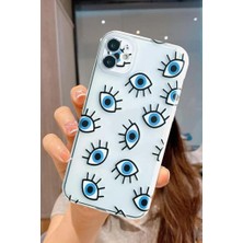 3gen Case iPhone 11 Uyumlu Nazar Gözler Desenli Şeffaf Silikon Kılıf