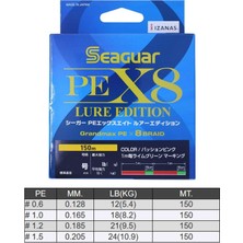 Seaguar Lure Edition Pe 8 Örgü Spin Ip Misina 150MT Multi Color