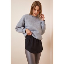 TeknoKapsül Happiness Istanbul Kadın Siyah Kazak ve Sweatshirt Altı Etek Poplin Gömlek DD01150