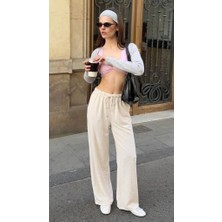 Damga Kadın Yazlık Jogger Ekru Ayrobin Keten Pantolon